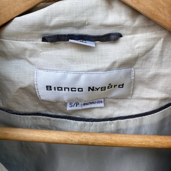 Vintage 1998 Bianca Nygord Linen Shell Designer Jacket Gray - Picture 2 of 14